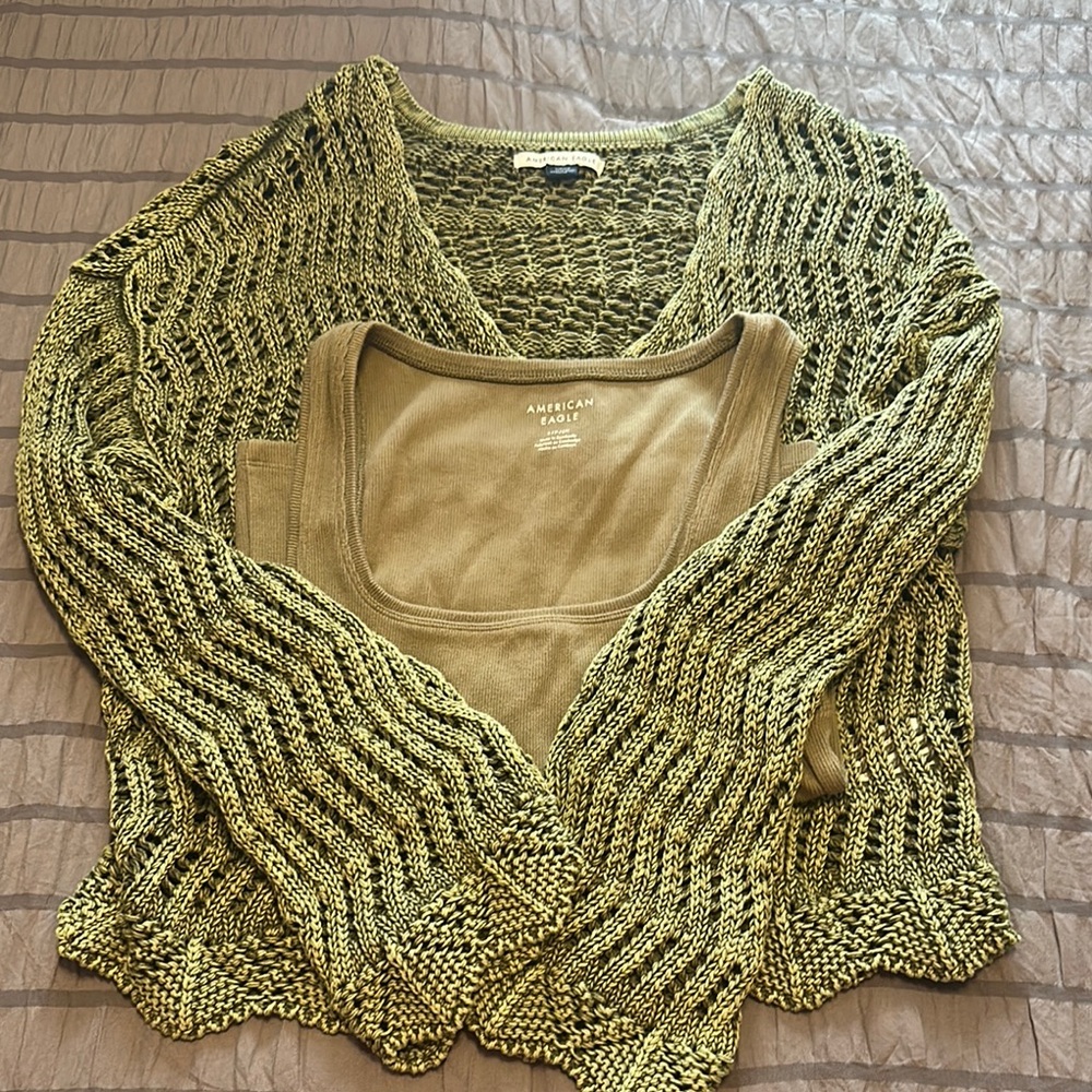 American Eagle Outfitters Green Cardigan Sweater